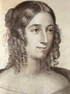 Pastel Drawing on Paper of a Young Maiden 19th c. (unattributed)