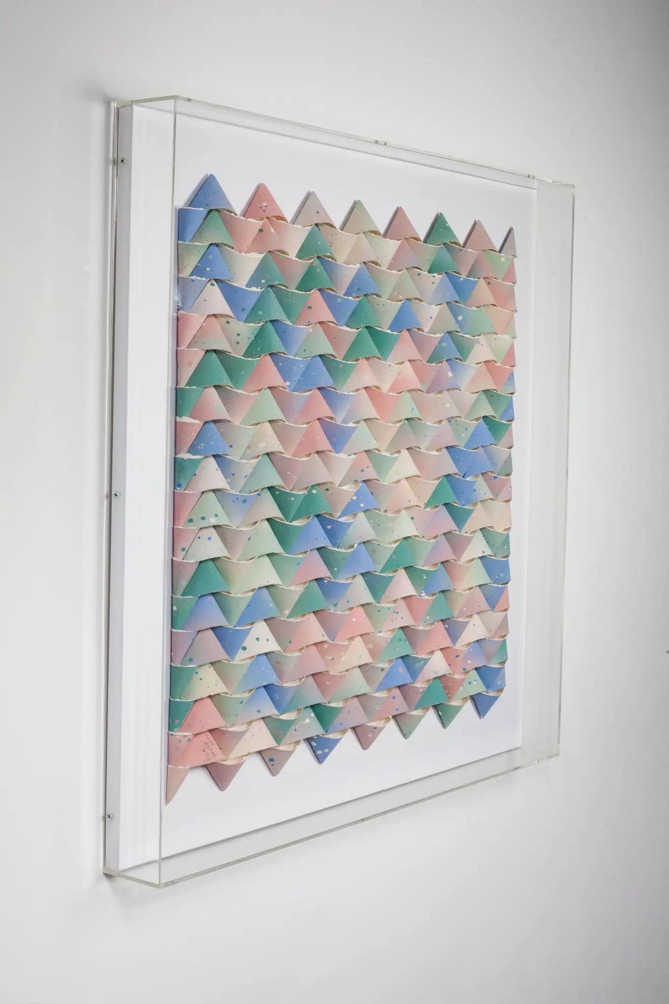 Pastel Folded Paper Wall Art, France, Contemporary In New Condition For Sale In New York, NY