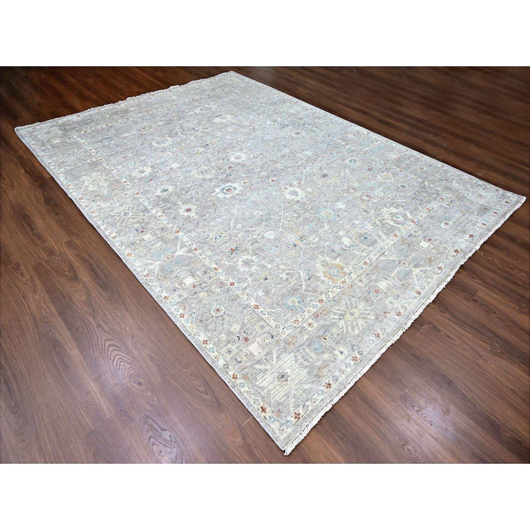 Indiano Tappeto in lana annodato a mano grigio pastello Tabriz Design Distressed 9' x 11'9