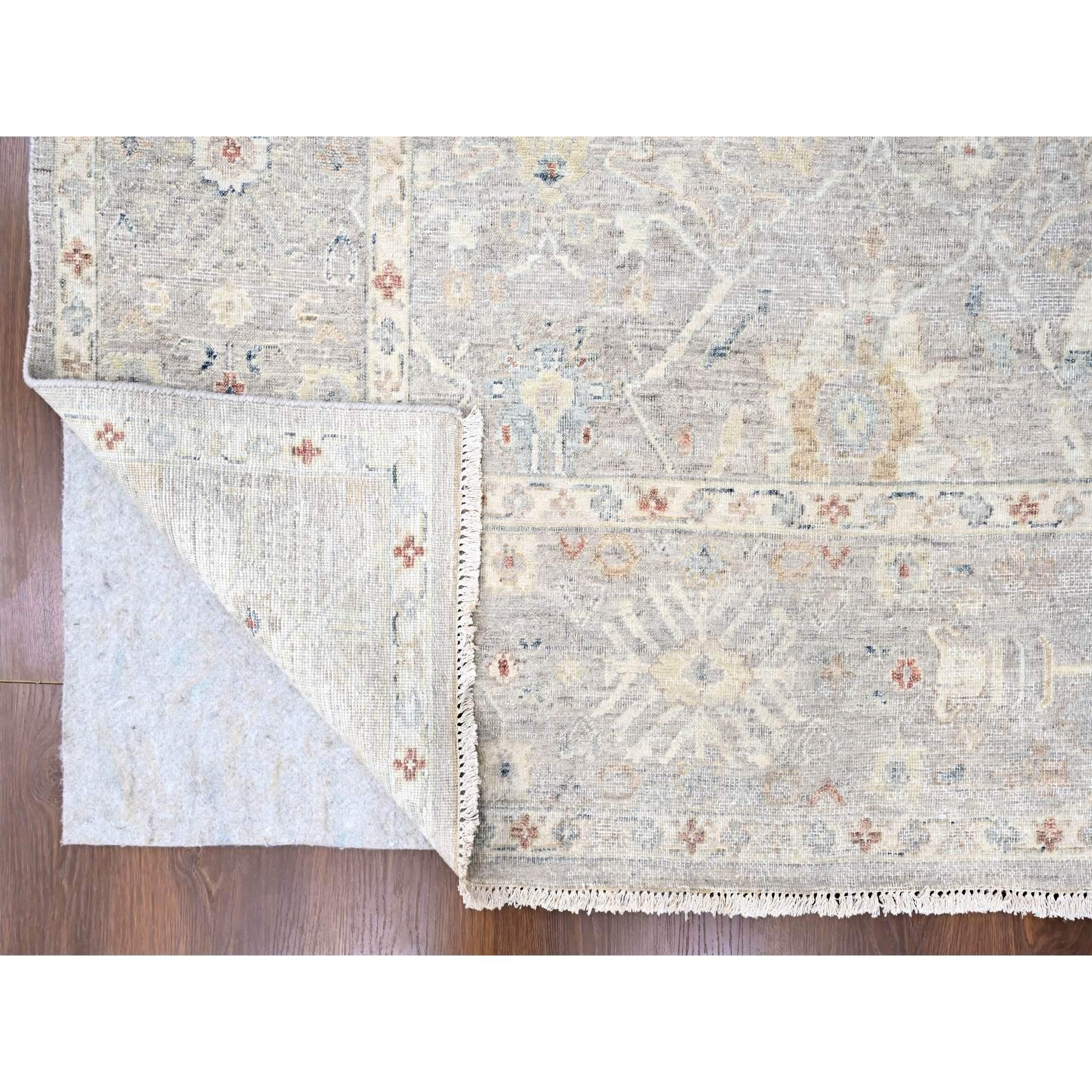 Annodato a mano Tappeto in lana annodato a mano grigio pastello Tabriz Design Distressed 9' x 11'9