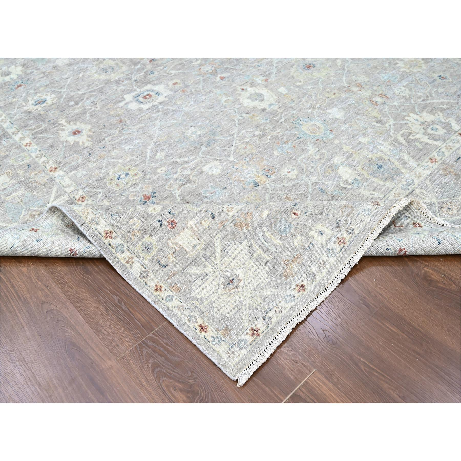 XXI secolo e contemporaneo Tappeto in lana annodato a mano grigio pastello Tabriz Design Distressed 9' x 11'9