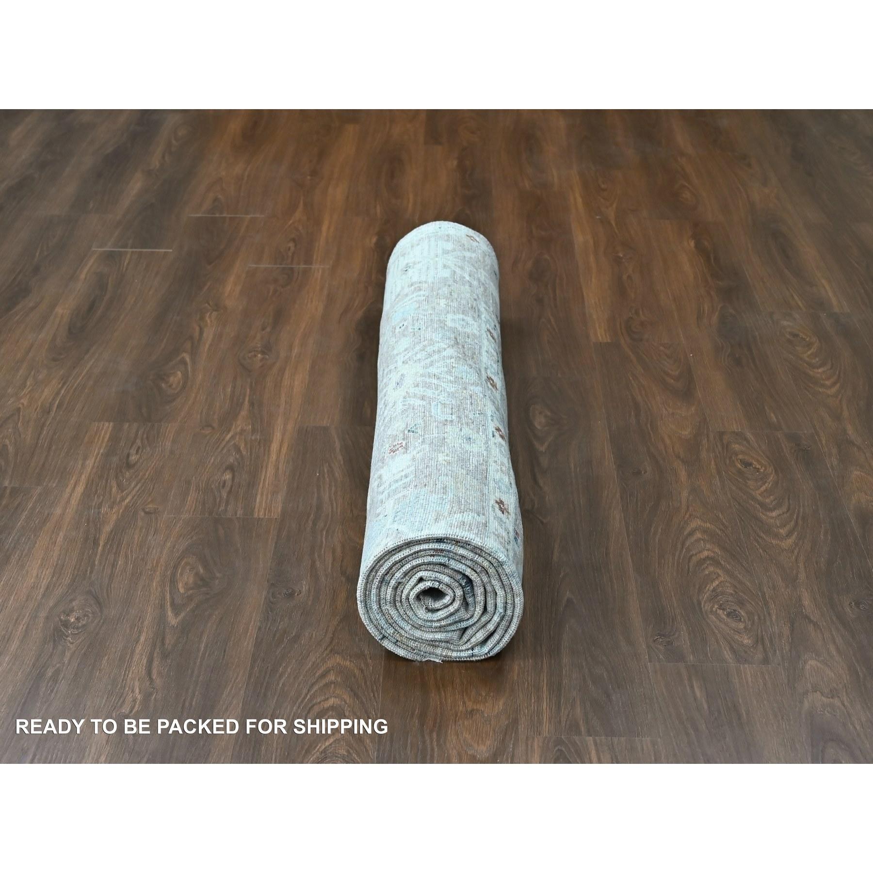 Tappeto in lana annodato a mano grigio pastello Tabriz Design Distressed 9' x 11'9