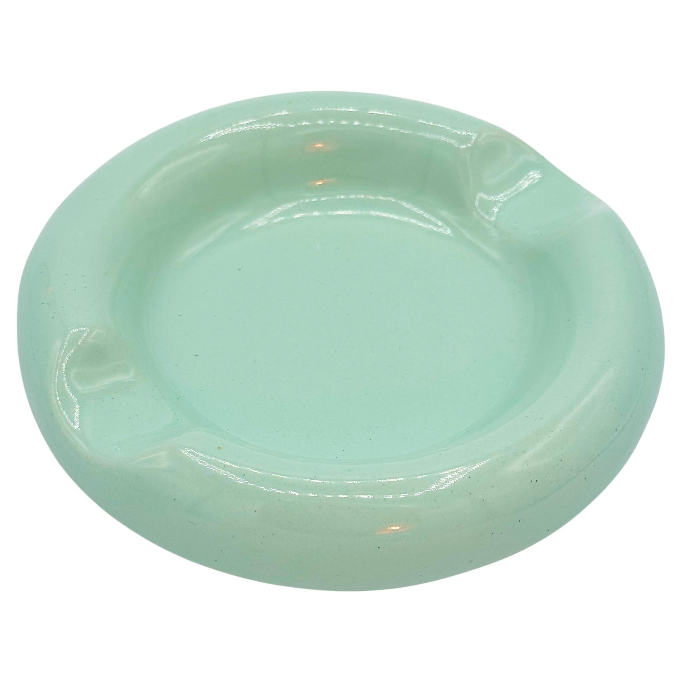 Cenicero de cerámica verde pastel azul, diseño postmoderno años 80 en venta