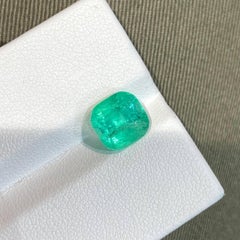 Pastel Green Loose Emerald 3.50 Caters Cushion Cut Natural Gemstone From Chitral