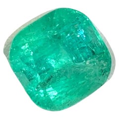 Pastel Green Loose Emerald 3.50 Caters Cushion Cut Natural Gemstone From Chitral