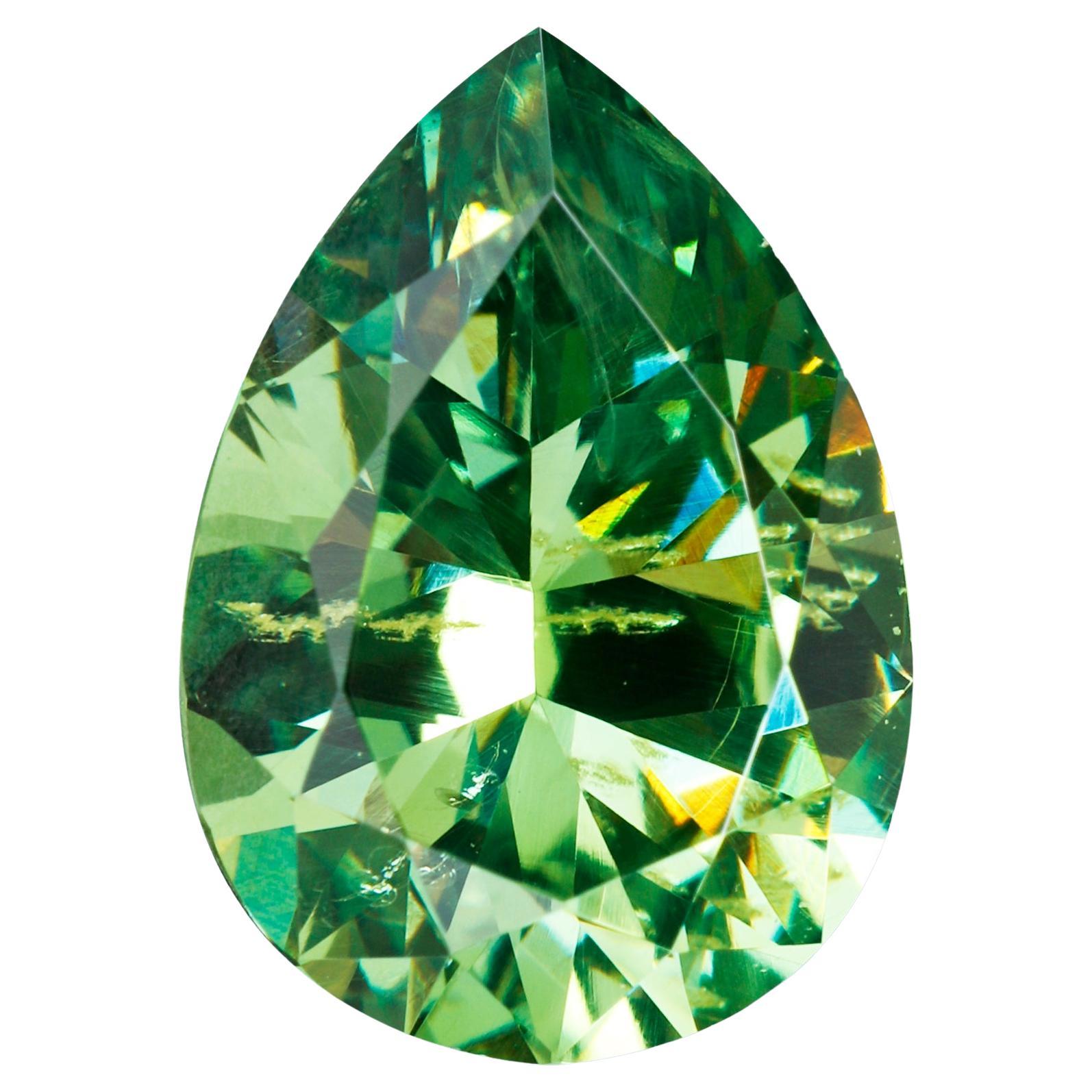 Pastel Green Natural Demantoid Garnet from Russia 1.14 Carat Pear-Shaped For Sale