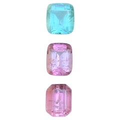Tourmaline naturelle verte pastel et rose, taille coussin de 3,65 carats