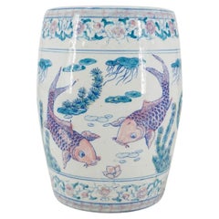 Pastel Koi Chinese Garden Stool