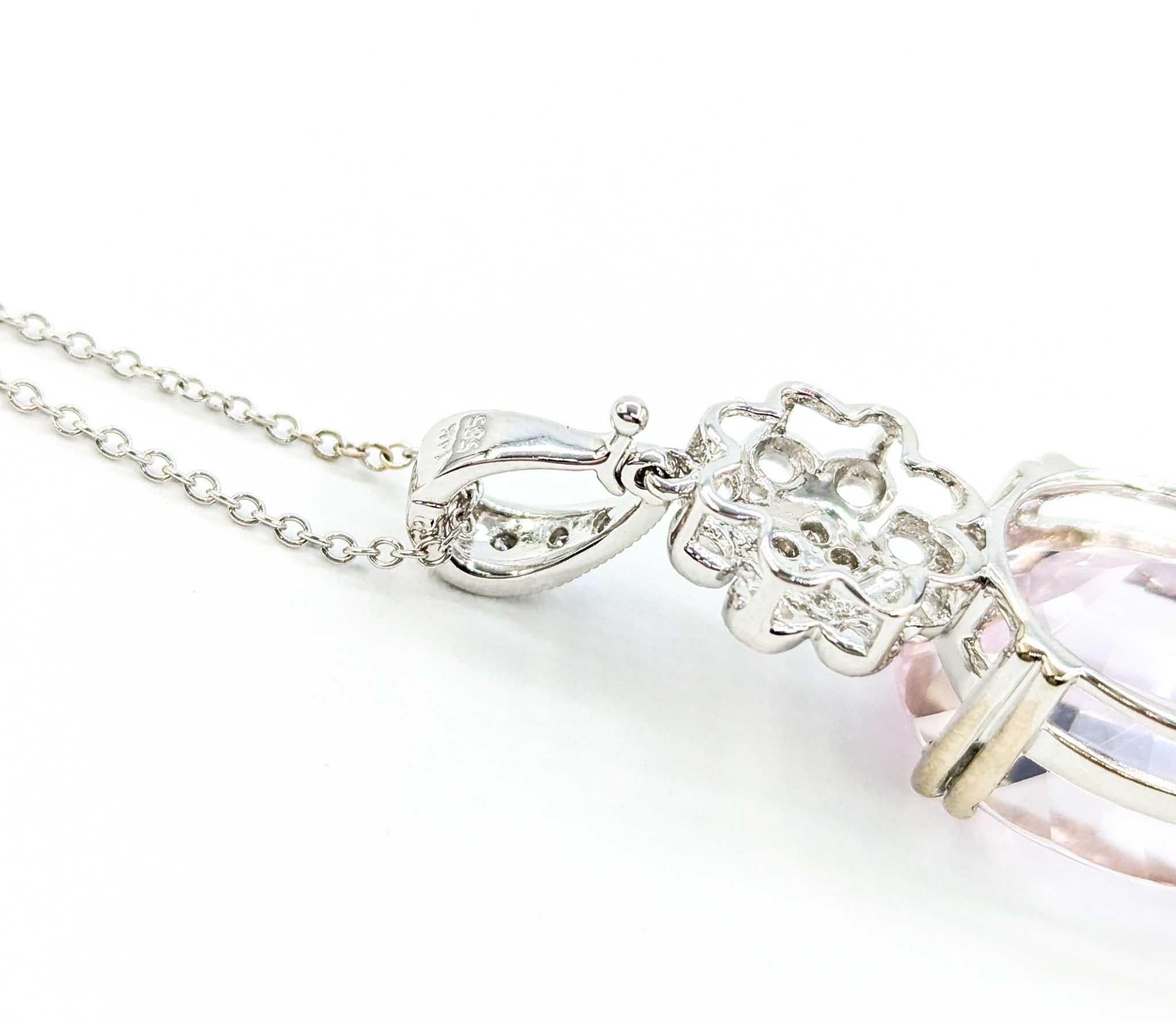 Contemporary Pastel Lavender Morganite & Diamond Pendant Necklace in White Gold For Sale