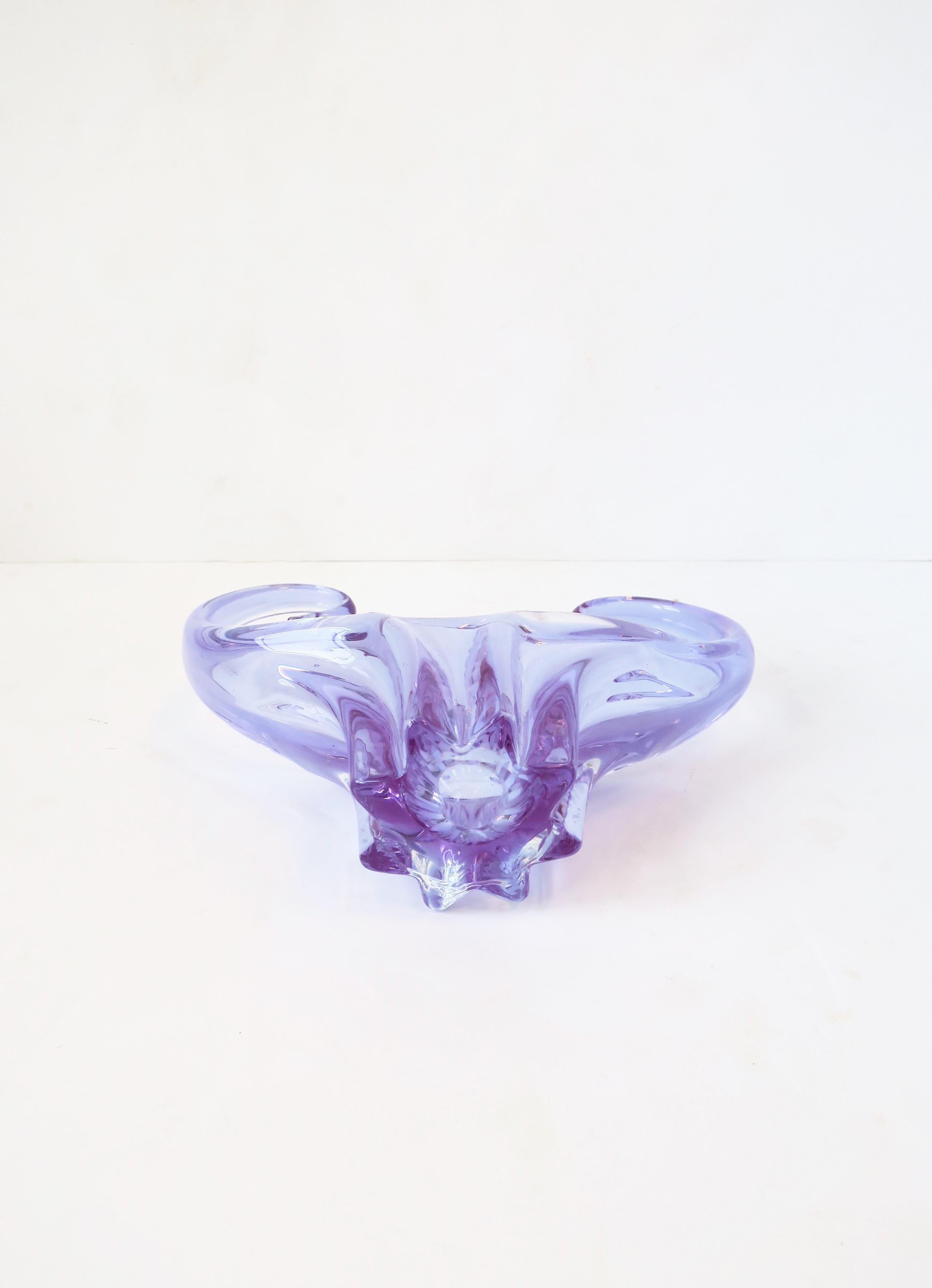Pastel Lavender Purple Art Glass Bowl For Sale 5