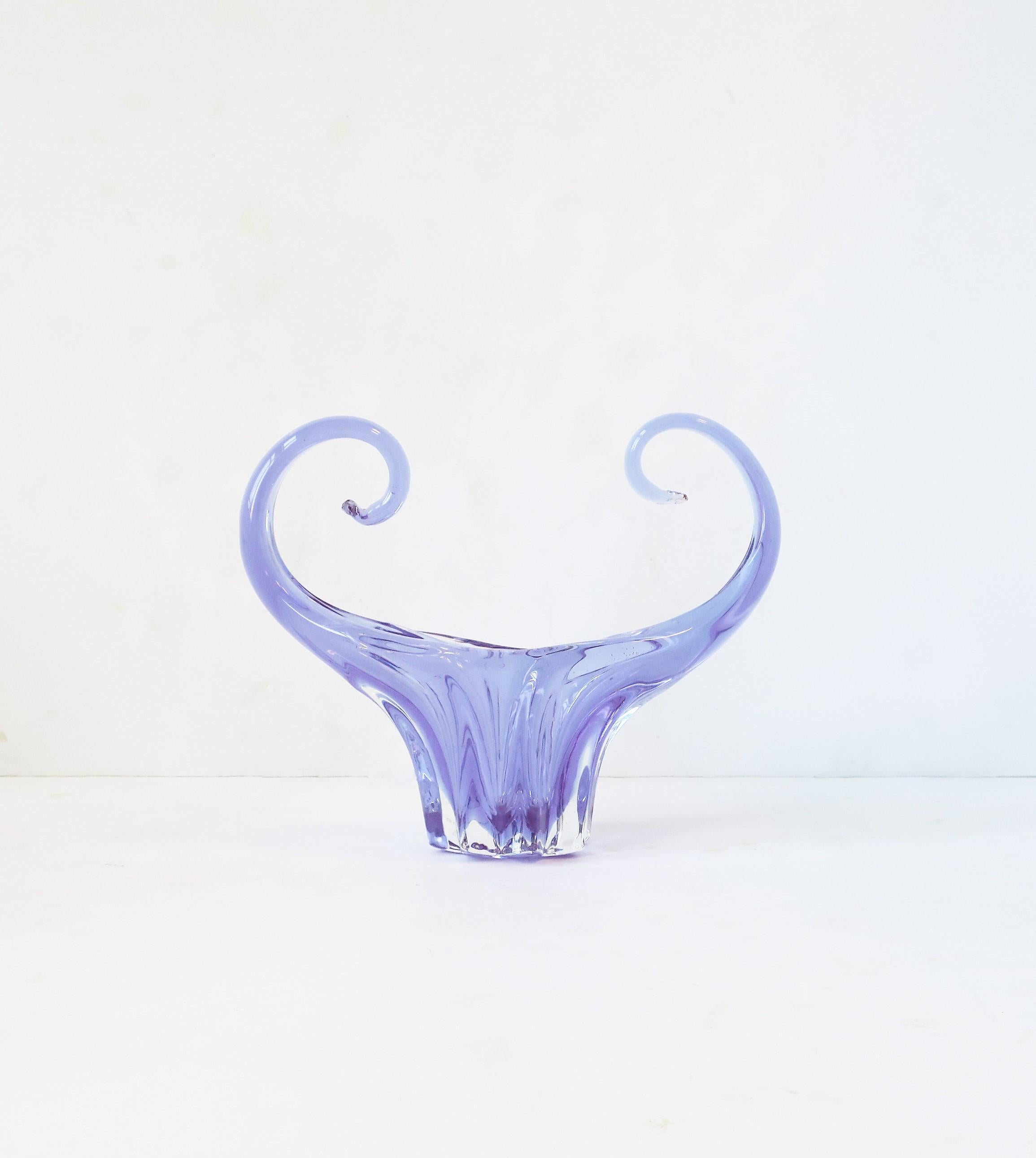 Organic Modern Pastel Lavender Purple Art Glass Bowl For Sale