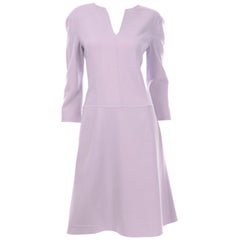 Pastel Lavender Purple Carolina Herrera Long Sleeve Summer Weight Wool Dress