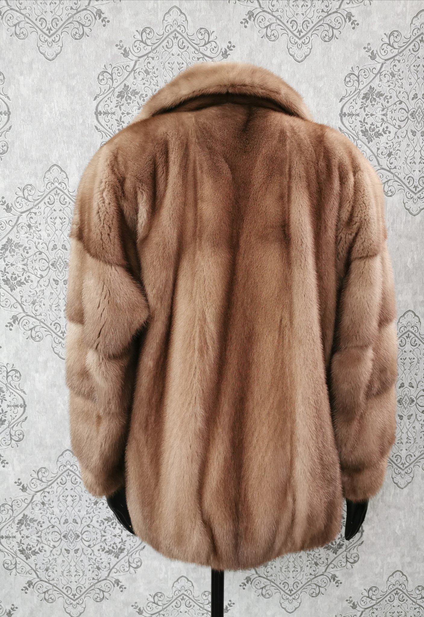 Brown Brand New Pastel Mink Fur Women's Bomber Jacket (Size 14 - L) For Sale