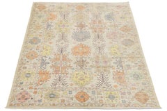 Pastel Modern Oushak Style Hand-Knotted Wool Area Rug 10x13