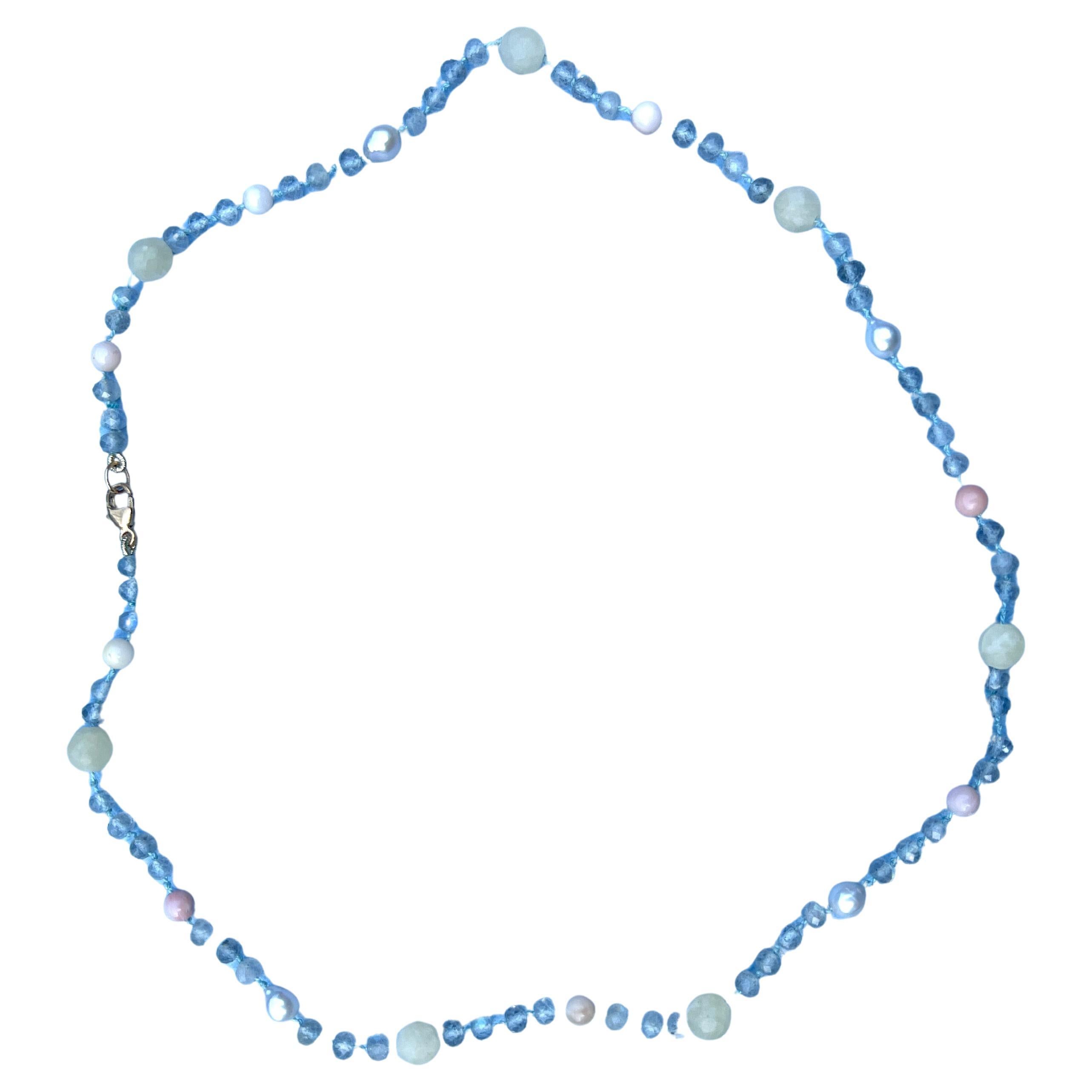 Collana pastello con più perline  Labradorite Perla Rosa Opale Giallo Calcite 

17