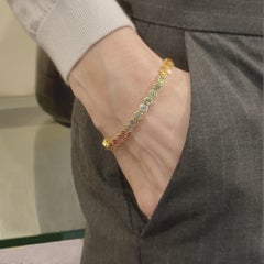 Bracciale in oro giallo 18 carati con zaffiro multicolore pastello
