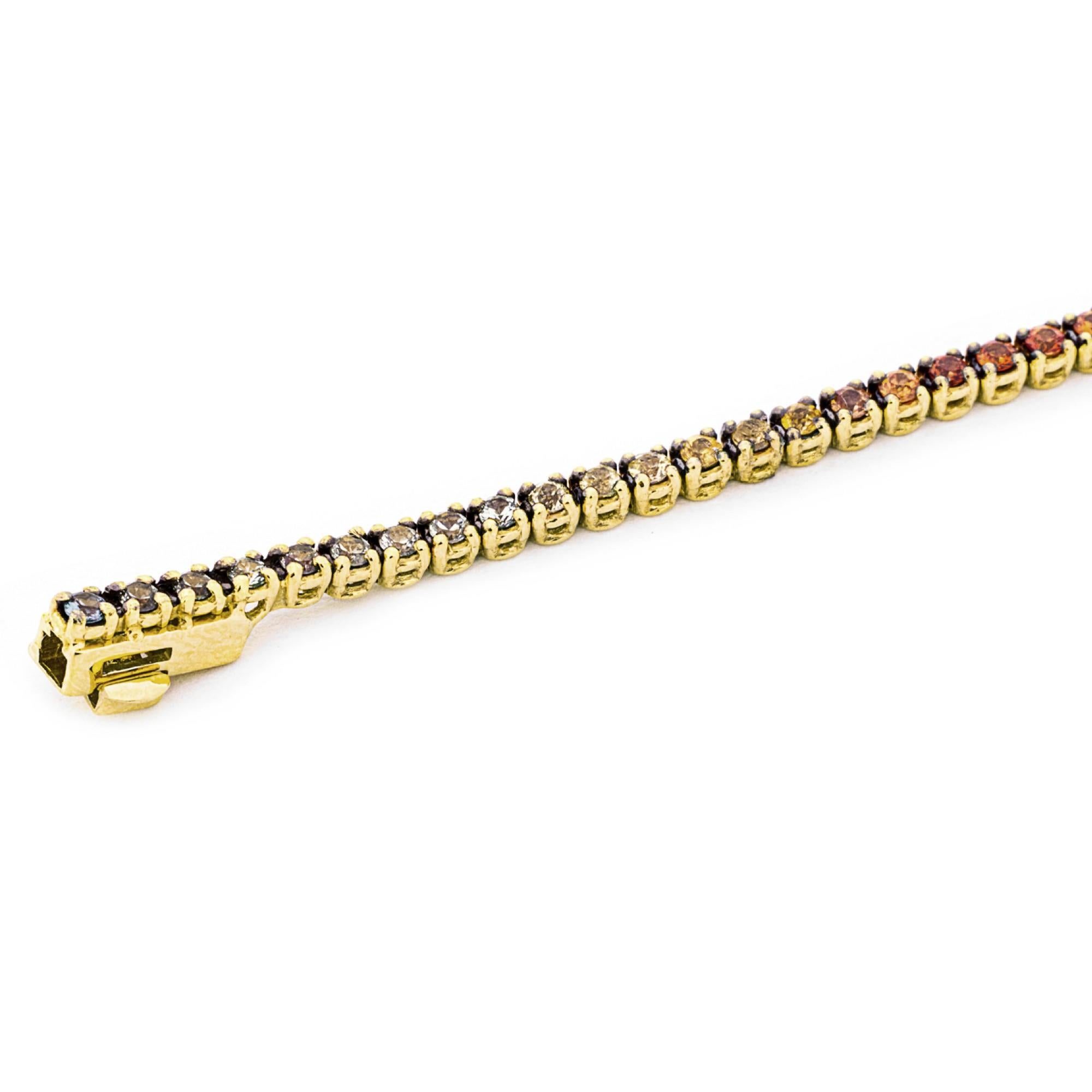 Bracciale in oro giallo 18 carati con zaffiro multicolore pastello in vendita 2