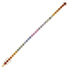 Bracciale in oro giallo 18 carati con zaffiro multicolore pastello