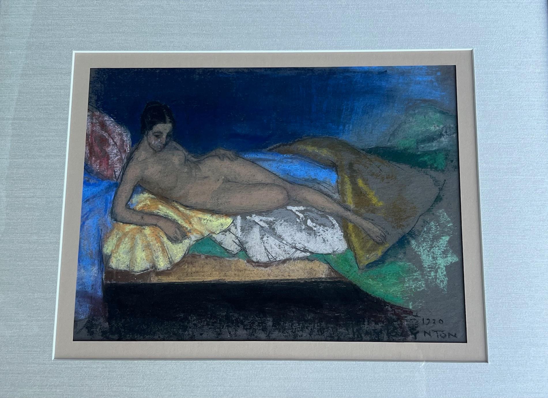 Pastellfarbener Akt von Raymond Scepter Boynton, 1920 (Buntstift) im Angebot