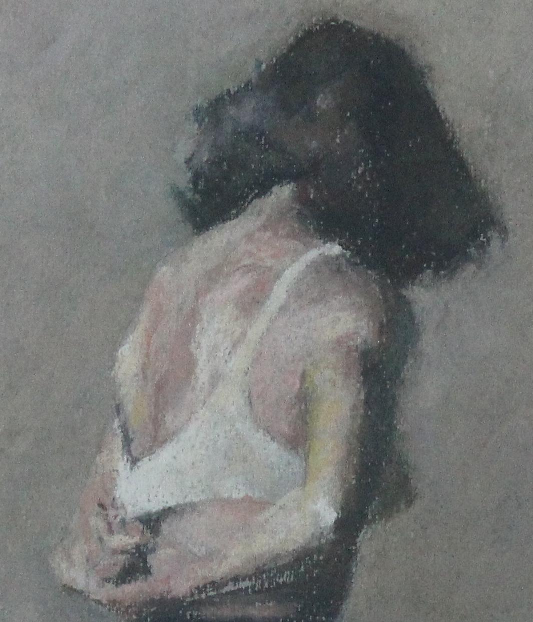 Pastel on Paper Semi-Nude Figure Titled 