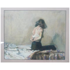 Pastel on Paper Semi-Nude Figure Titled "End of Day"