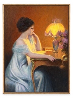 Pastel original de Delphin Enjolras sobre papel Marouflage Art Nouveau en Francia