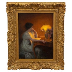 Pastel original de Delphin Enjolras sobre papel Marouflage Art Nouveau en Francia
