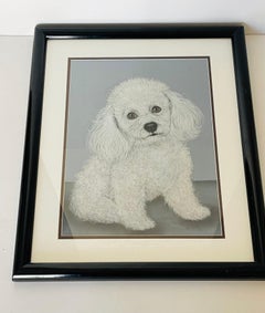 Pastel Painting Poodle Dog Portrait Signed and Framed