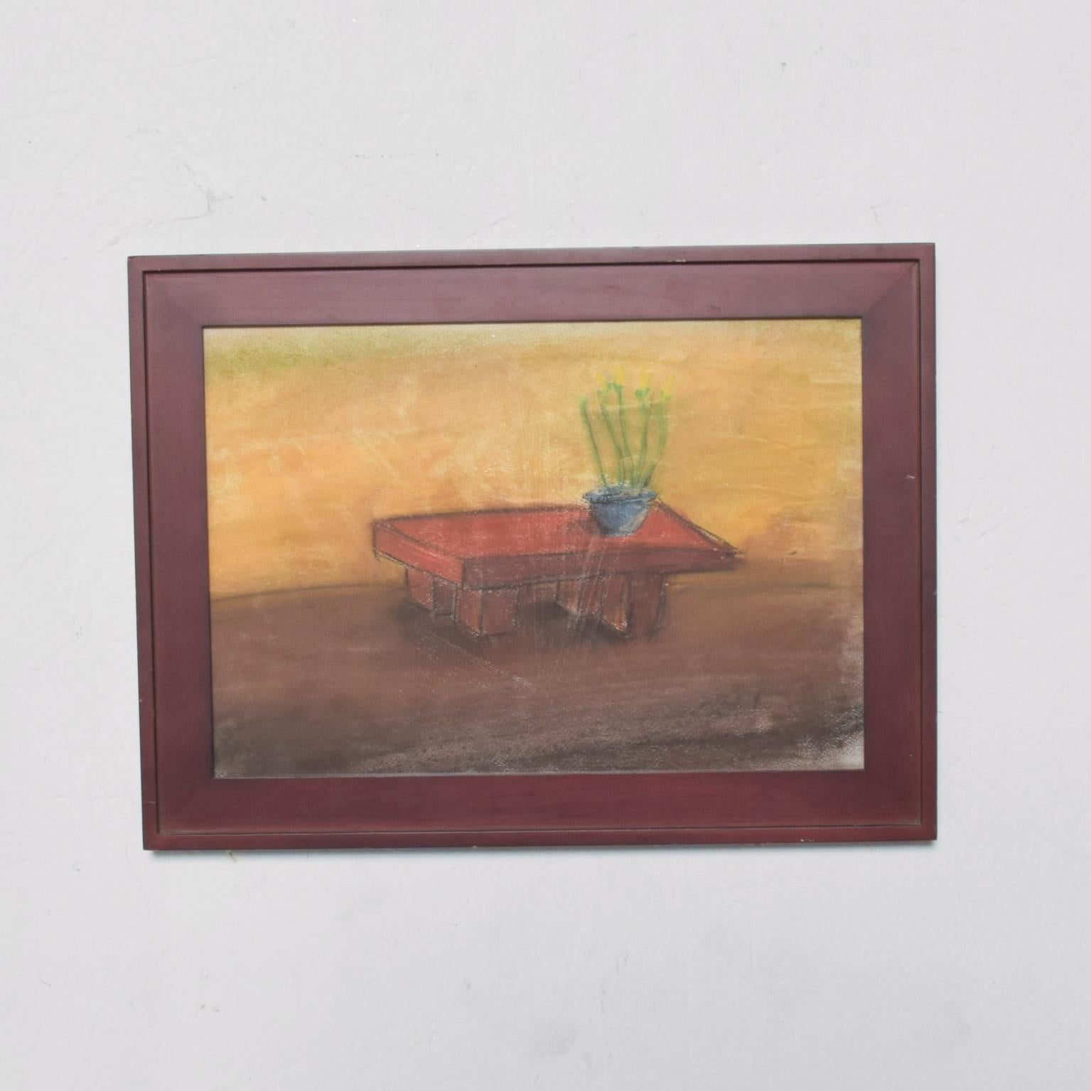 AMBIANIC presents
Pastel on Paper Drawing: Table - Still Life- by Pablo Romo 1990s
16w x 12h x 1d
Original unaltered condition.
Refer to the images. 
 