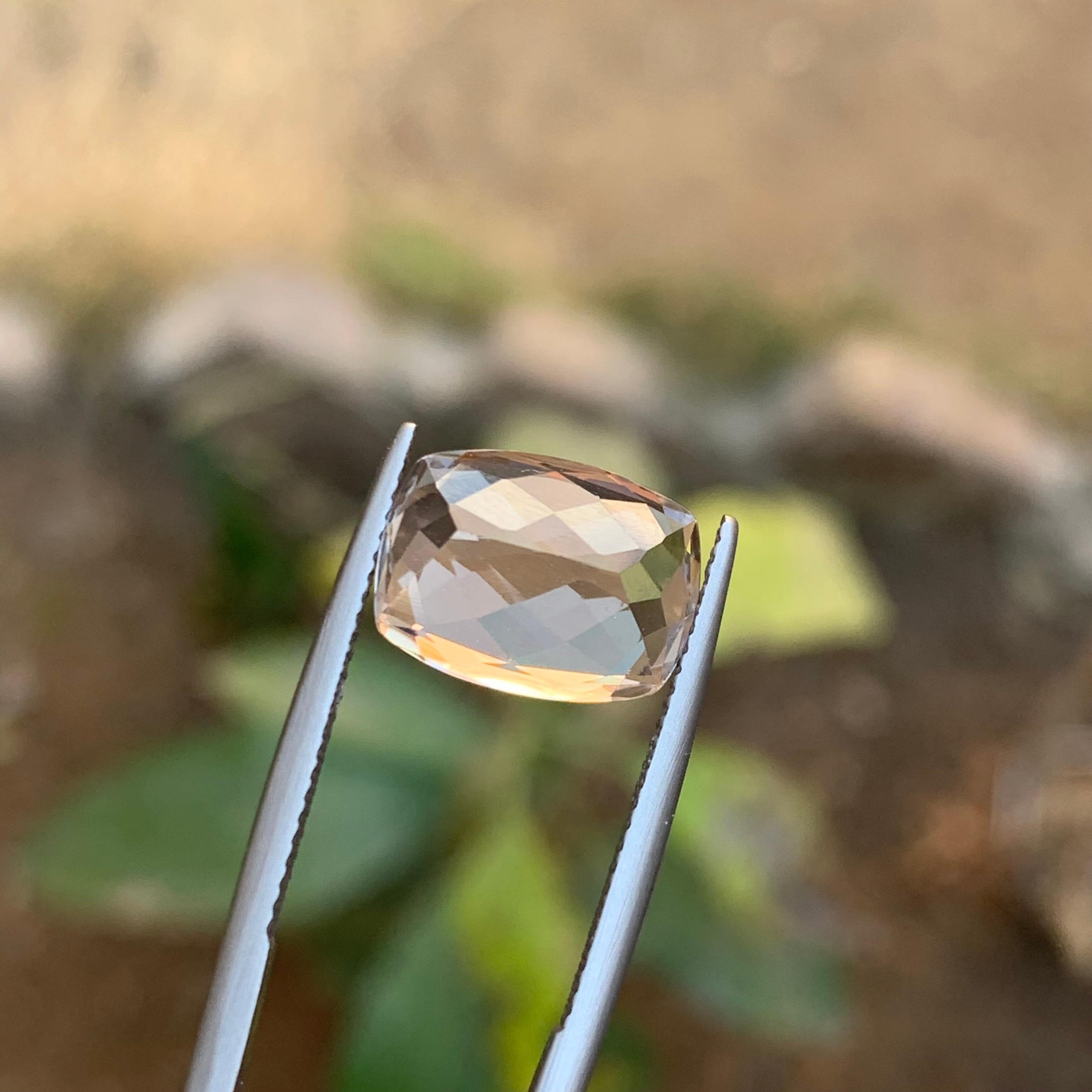da uomo o donna Anello di morganite naturale rosa pesca pastello 6,45 carati per gioielli in vendita