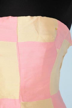 Robe bustier rose pastel et jaune shantung Jacques Fath
