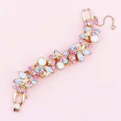 Pastel Pink & Blue Givre Glass & Rhinestone Juliana Bracelet By DeLizza & Elster