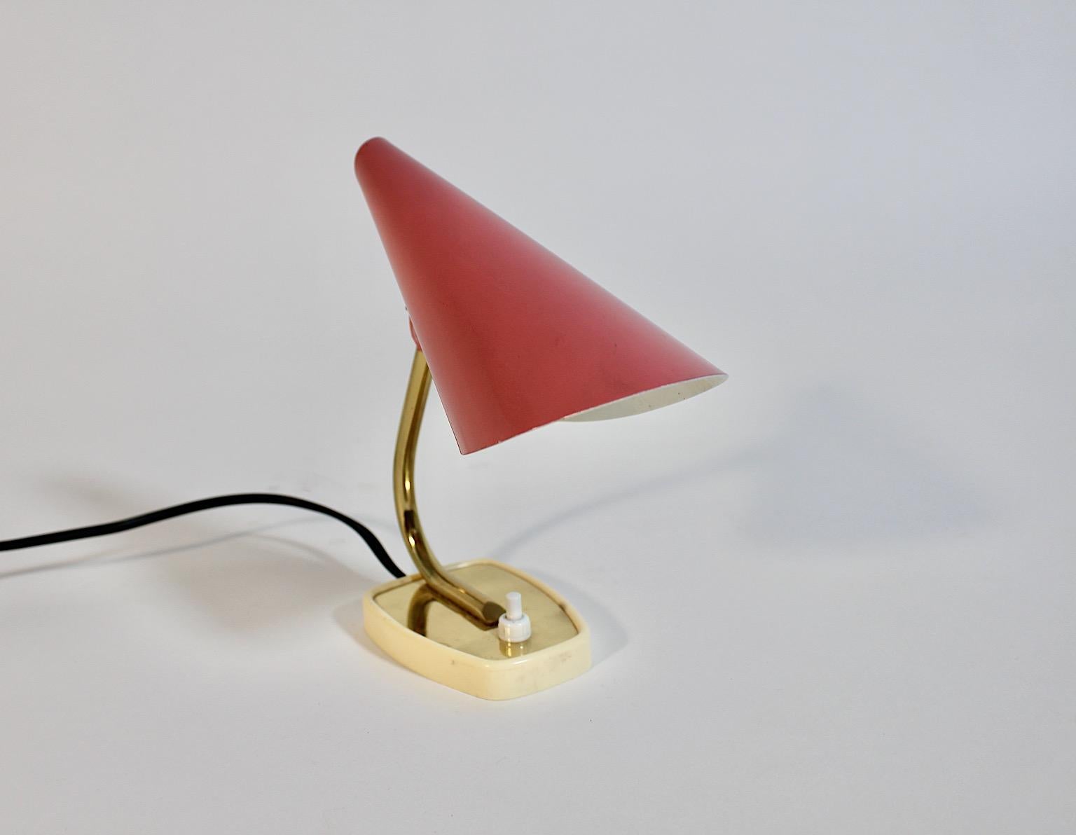 Pastel Pink Golden Metal Vintage Table Lamp Nightstand Lamp Sconce Italy For Sale 7