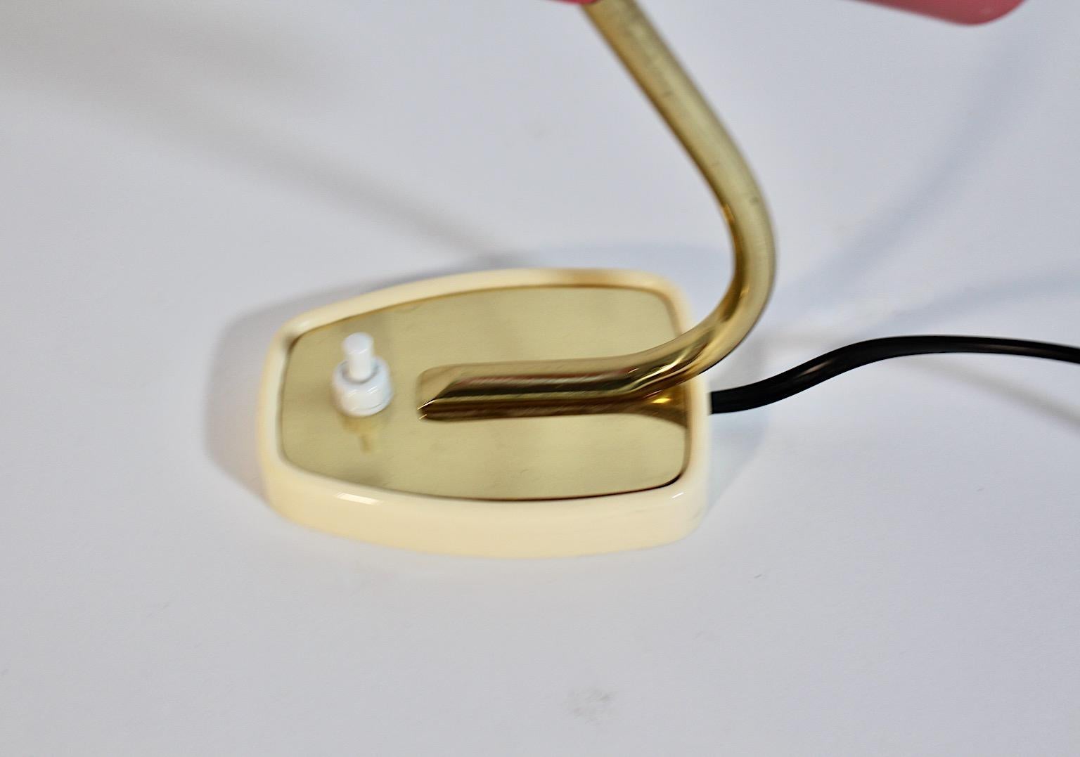 20th Century Pastel Pink Golden Metal Vintage Table Lamp Nightstand Lamp Sconce Italy For Sale