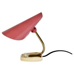 Lampe de bureau vintage rose pastel et métal doré Italie