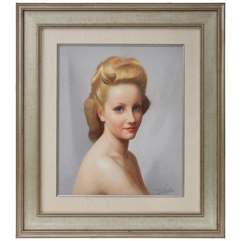 20th Century Pastel Portrait Female Nude For Sale