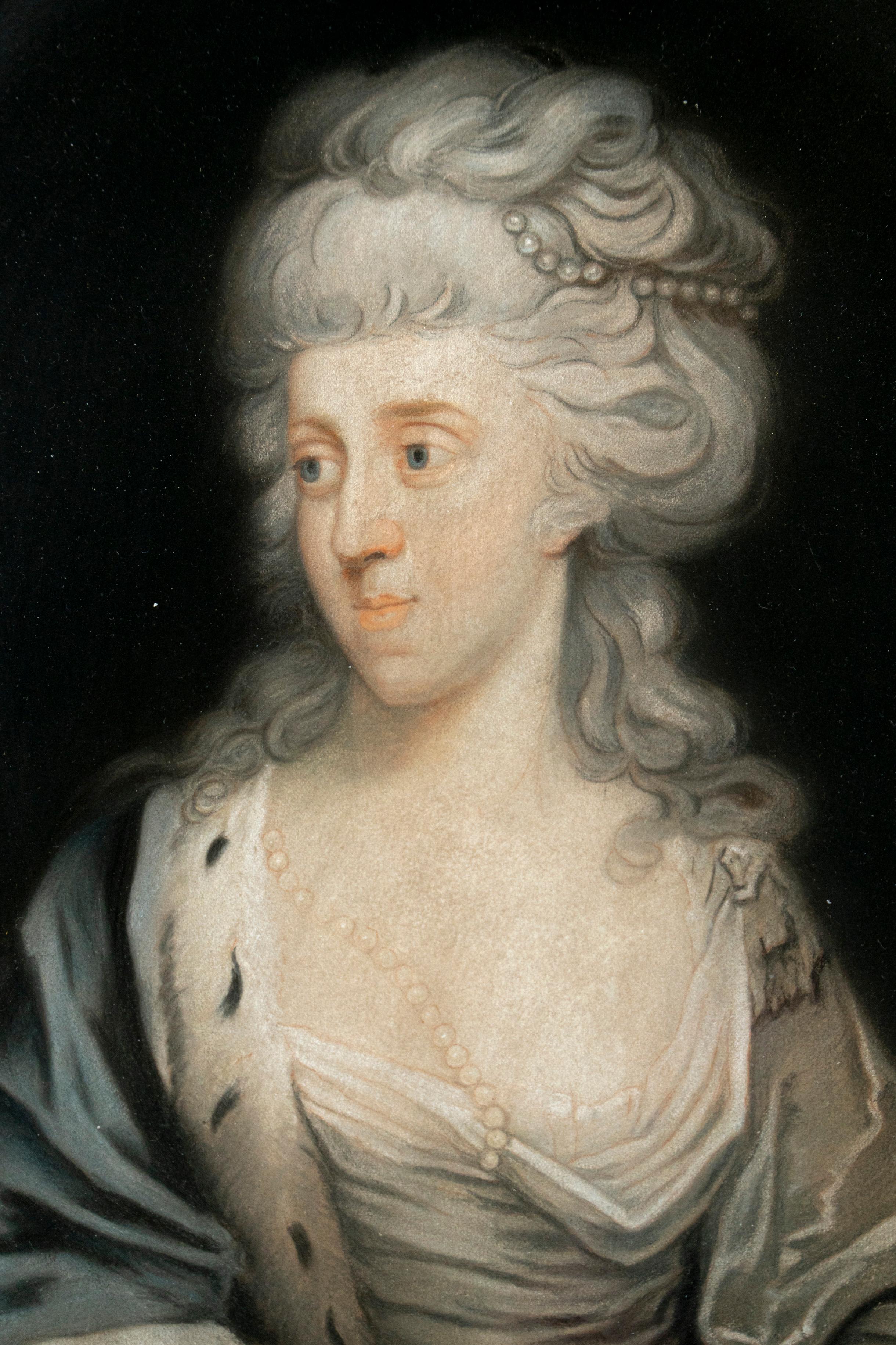 Pastellfarbenes Porträt von Louise Eleonore von Hohenlohe-Langenburg (Rokoko) im Angebot