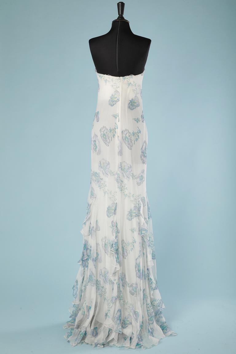 Pastel printed evening bustier dress with rhinestone embellishement Lorena Sarbu 1