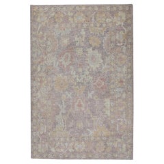 Pastel Purple Floral Design Handwoven Wool Turkish Oushak Rug 4
2" x 6
1"