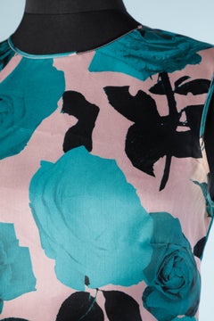 Pastel roses printed silk top and skirt  ensemble Christian Dior Paris