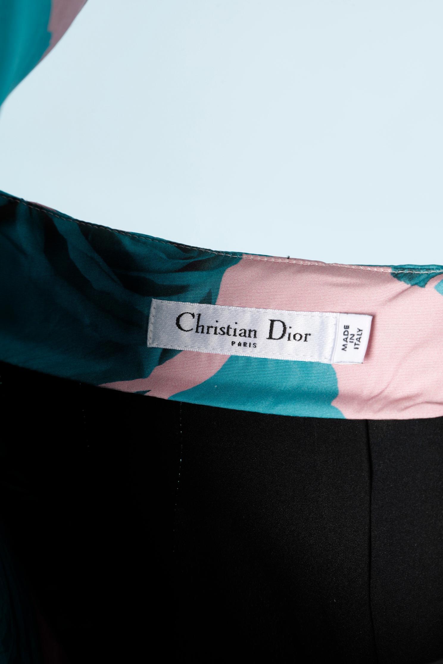 Women's Pastel roses printed silk top and skirt  ensemble Christian Dior Paris  For Sale