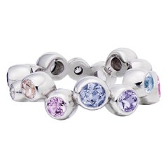 Lilly Hastedt Pastel Sapphire and Diamond Caviar Ring in 18 Karat White Gold