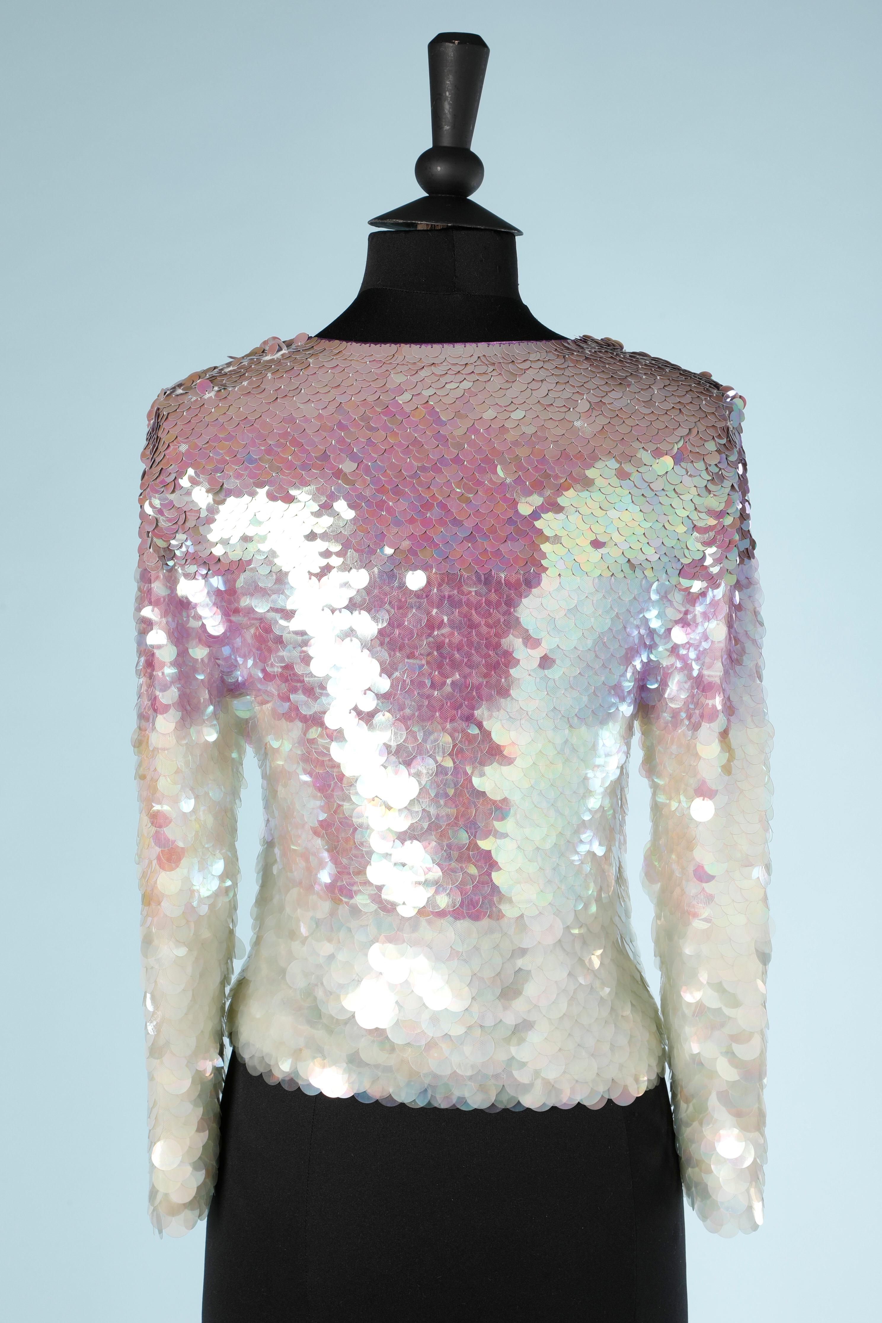 Cardigan Moschino Cheap & Chic à paillettes irisées pastel en vente 1