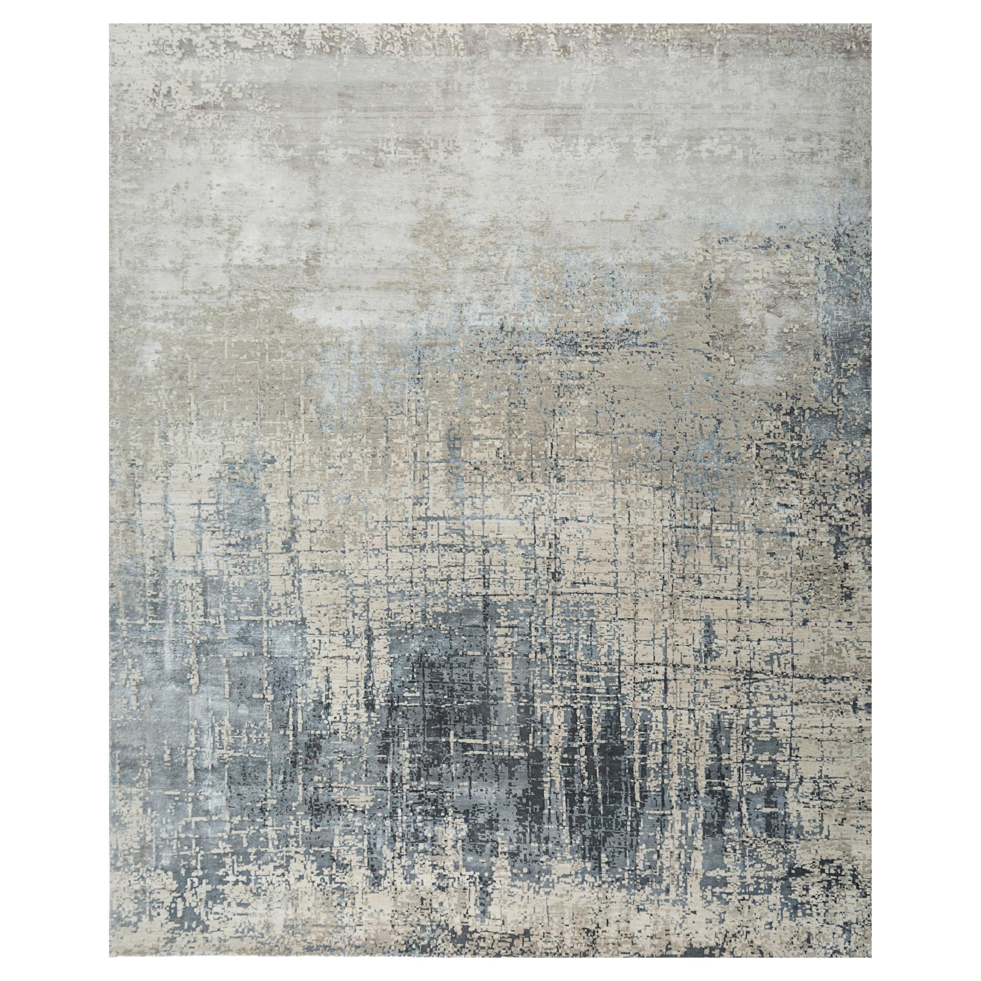 Pastel Twilight Symphony Classic Gray Hand-Knotted Rug For Sale