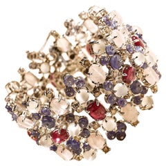 Bracelet universel pastel en argent, diamants et pierres précieuses