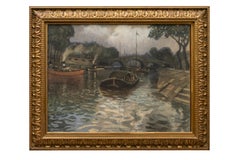 Pastel work  "Seine-Kanal" Rudolf Quittner ca. 1904