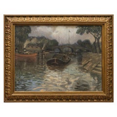 Pastel work  "Seine-Kanal" Rudolf Quittner ca. 1904