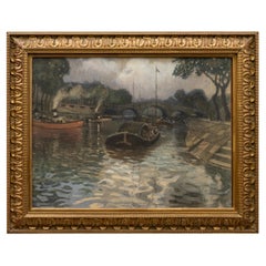 Pastel work  "Seine-Kanal" Rudolf Quittner ca. 1904