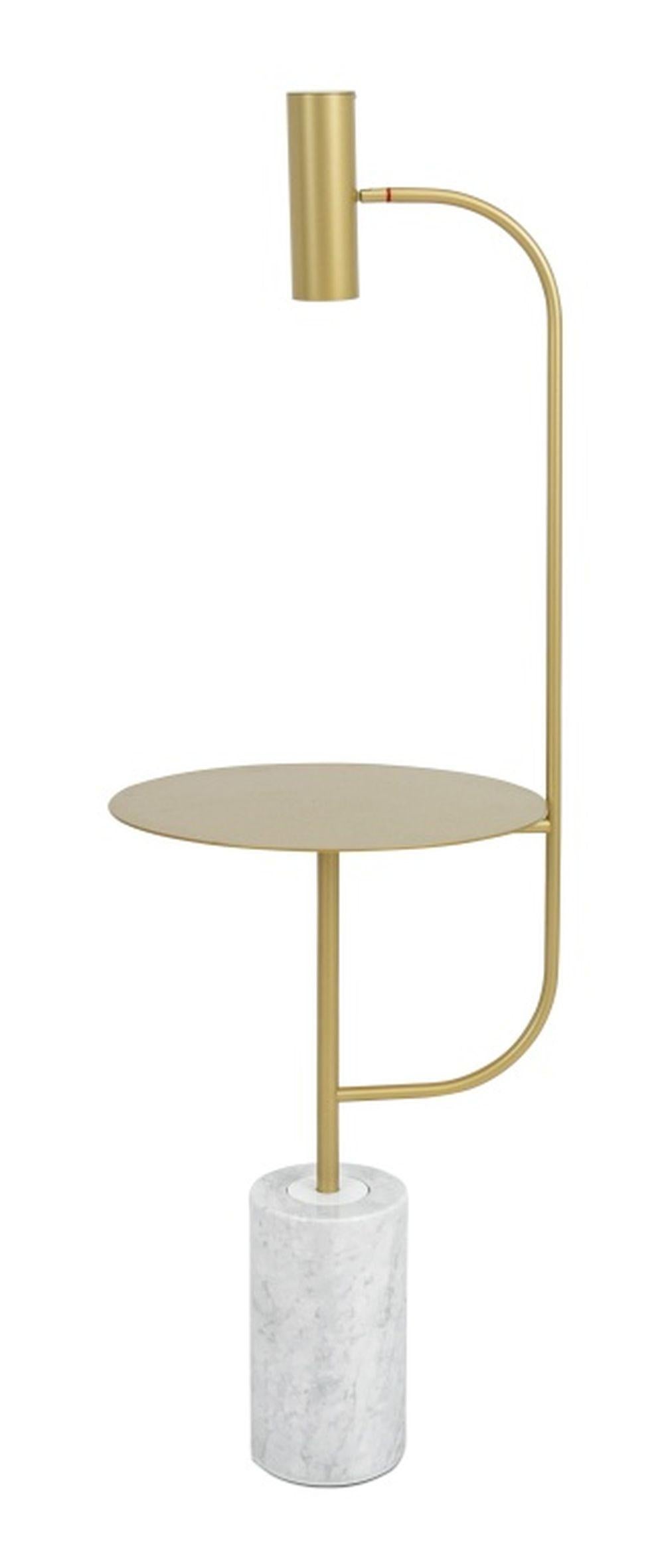 20th Century Pasteur Gilt Metal Pedestal Floor Lamp For Sale