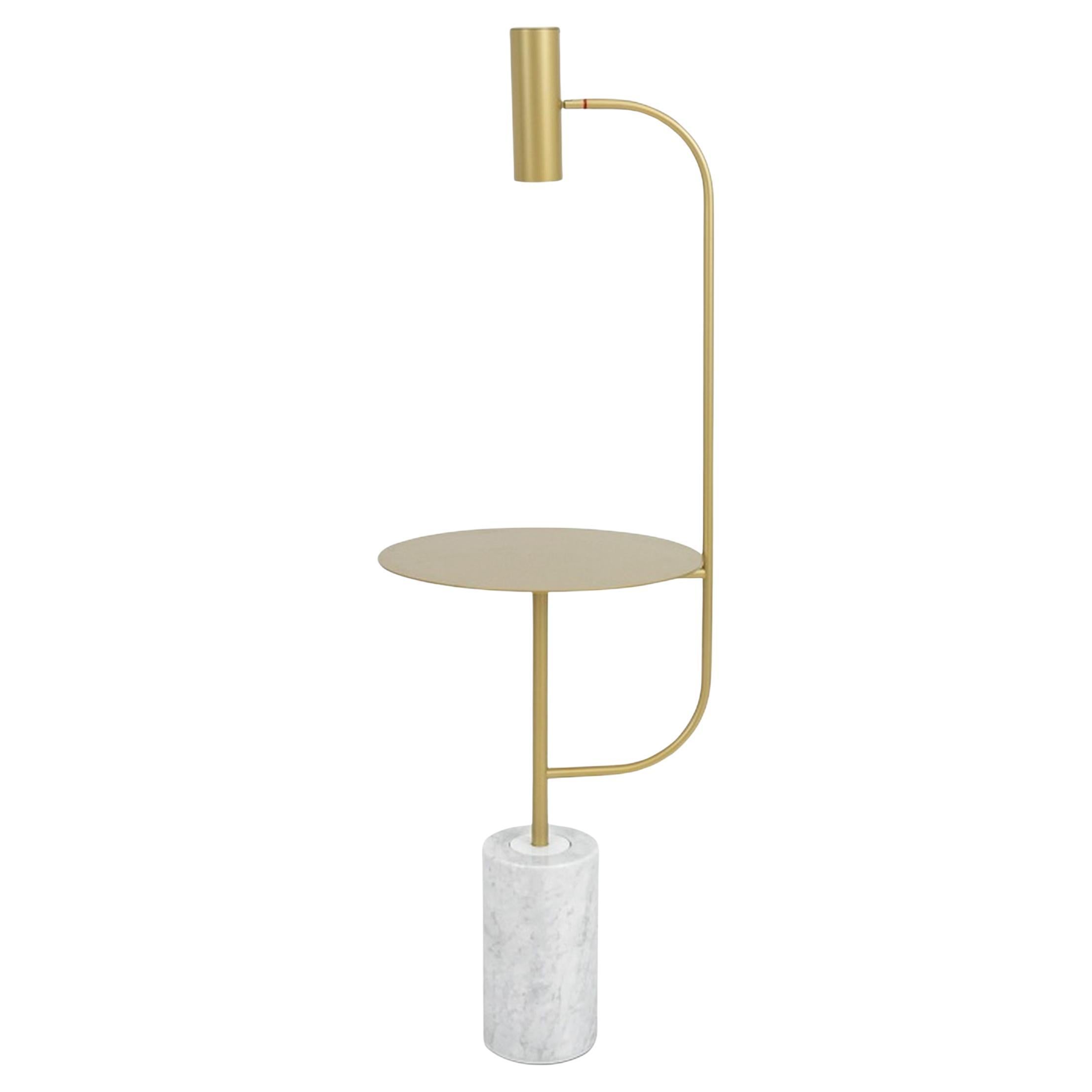 Pasteur Gilt Metal Pedestal Floor Lamp For Sale